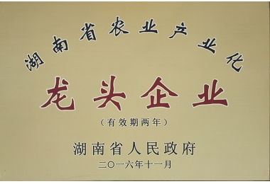 2016年湖南省农业产业化龙头企业牌匾